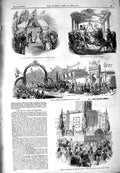 Old Antique Print 1849 Nelson Column Dublin Ireland Queen Train Carriage 19th