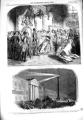 Old Antique Print 1849 Throne Room Castle Dublin Sackville-Street Ireland 19th