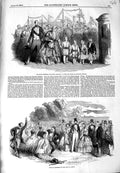 Original Old Antique Print 1849 Queen Royal Children Yacht Kingstown Harbour