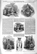 Old Antique Print 1849 Birmingham Silver Plate Flower-Stand Coalbookdale 19th