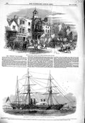 Old Antique Print 1849 Surrey Elections Guildford Ship Terrible Woolwich 19th