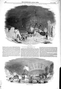 Original Old Antique Print 1849 Polar Regions Ships Ice Aurora Borealis Whale