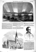 Original Old Antique Print 1849 Aurora Borealis Daedalus Church Abbot Laurence