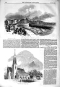 Original Old Antique Print 1849 Bridlington Quay England Church Woodhay Hants