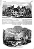 Original Old Antique Print 1849 Queen Elizabeth Grammar School Dorset Shields