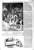 Original Old Antique Print 1849 Napleon Bedstead Brockley Hall Nelson Ship War