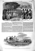 Original Old Antique Print 1849 Turkish Siers Constantinople Sultan State Barge