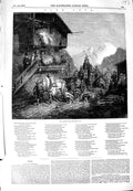 Original Old Antique Print 1849 Fine Art Return Tyrolese Bear Hunters Dogs 19th
