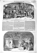 Old Antique Print 1849 Pantomime Christmas Drury Theatre Lyceum Adelphi 19th