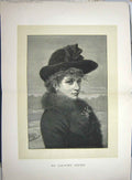 Original Old Antique Print 1889 Portrait Country Cousin Lady Woman Art 19th