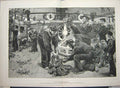 Original Old Antique Print 1876 British Sailors Victory Ship Death Nelson War