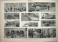 Old Antique Print 1883 Marines War Theatre Weapons Skittle Canteen Navy 19th