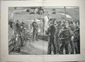 Original Old Antique Print 1889 Life Board Man-Of-War Ship Navy Sunday Service