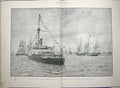 Original Old Antique Print 1889 Royal Yacht German Emperor British Ships War