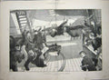 Original Old Antique Print 1882 Monkey Sling War Ship H.M.S. Inconstant Overend