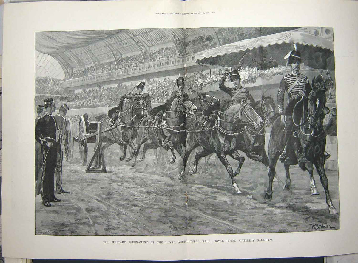 Original Old Antique Print 1893 Military Tournament Royal Horse Artillery War