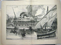 Old Antique Print 1884 River Nile British Troops Siout Assouan War Boats 19th