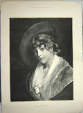 Old Antique Print 1881 Fine Art Portrait Beautiful Woman Eglantine Lady 19th