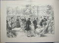 Original Old Antique Print 1881 Royal Garden Party Marlborough House Scene 19th