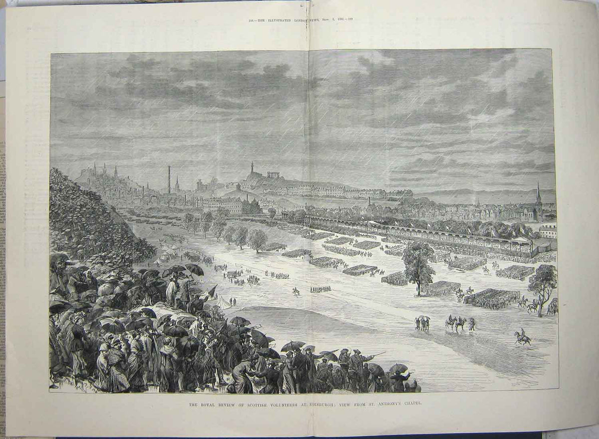 Old Antique Print 1881 Royal Review Scottish Volunteers Edinburgh Anthony 19th