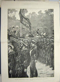 Original Old Antique Print 1881 Volunteer Naval Review Windsor Artillery Queen