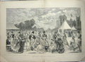Original Old Antique Print 1870 Her Majesty Queen Garden Party Windsor Castle