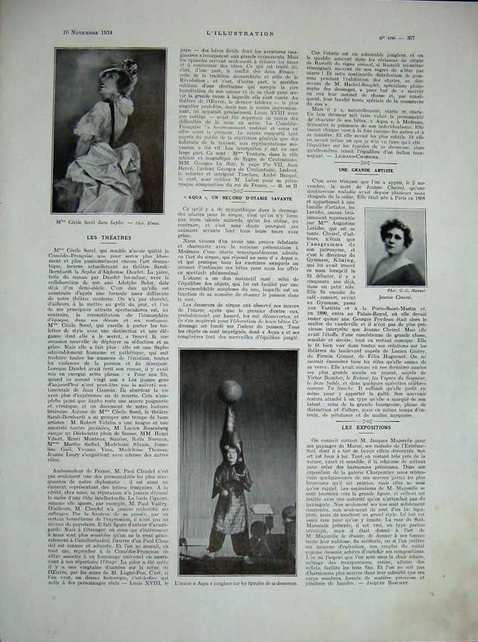 Old Vintage Print 1934 France Jeanne Cheirel Cecil Sorel Dans Sea Lions 20th