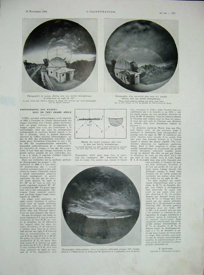 Original Old Vintage Print 1934 France Photograph Astronomy Observatory Rayons
