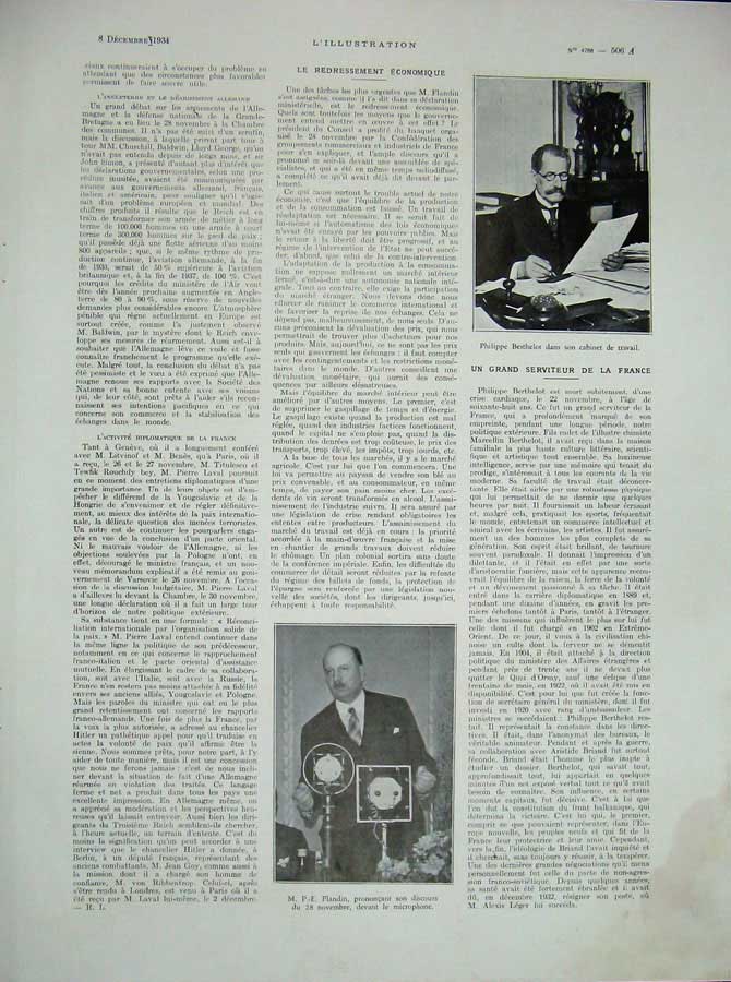 Old Vintage Print 1934 French Men Philippe Berthelot Flandin Microphone 20th
