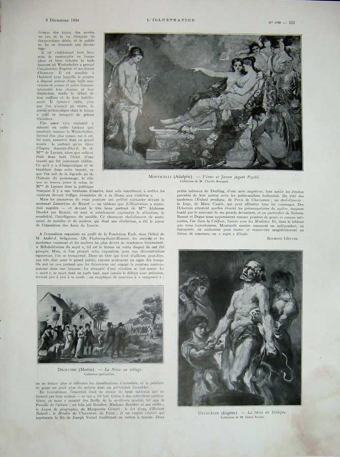 Old Vintage Print 1934 French Monticelli Adolphe Drolling Martin Eugene 20th