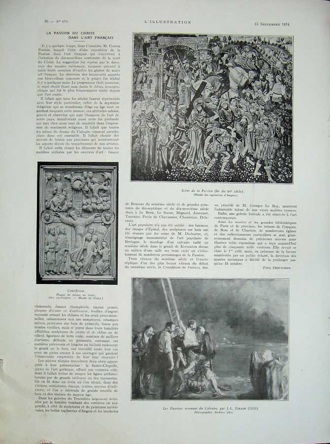 Old Vintage Print 1934 France Fine Art Crucifixion Scene Passion Forain 20th
