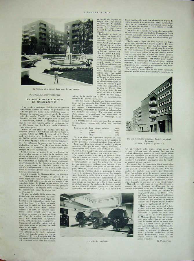 Original Old Vintage Print 1934 Par Central Maisons-Alfort Architecture France