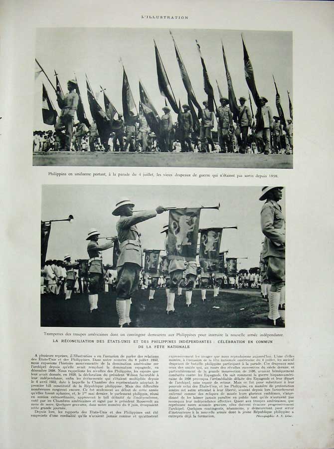 Antique Old Print 1934 Chateau Grange Fayette France Philippines Trumpets 20th