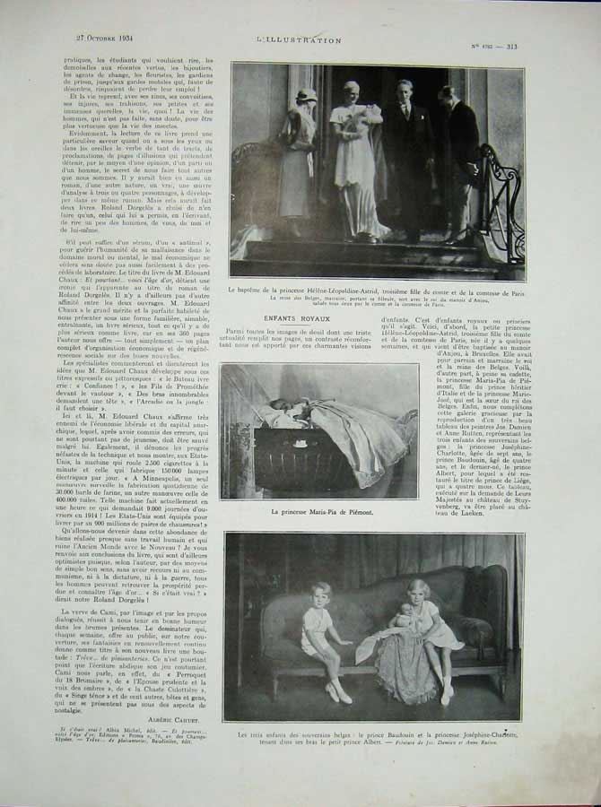 Original Old Vintage Print 1934 War French Siers Branoseras Austria Children