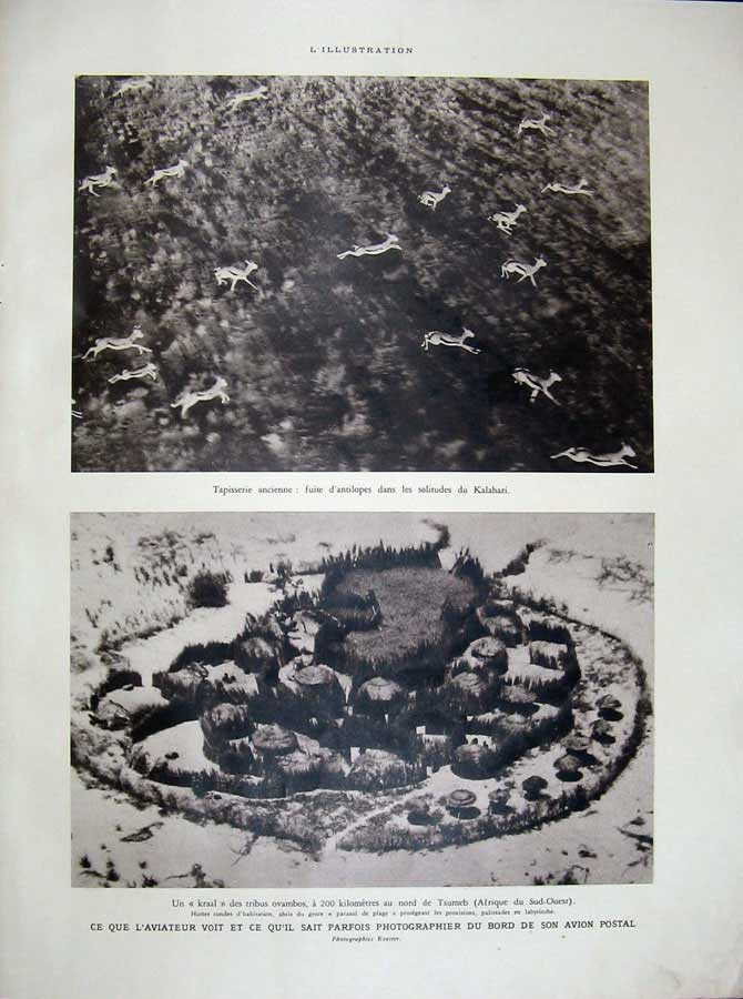 Old Vintage Print 1934 Terre Fait Afrique Sud-Occidentale Avion Postal 20th