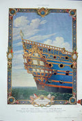 Original Old Vintage Print 1934 Colour French Ship War Submarine Croisiere