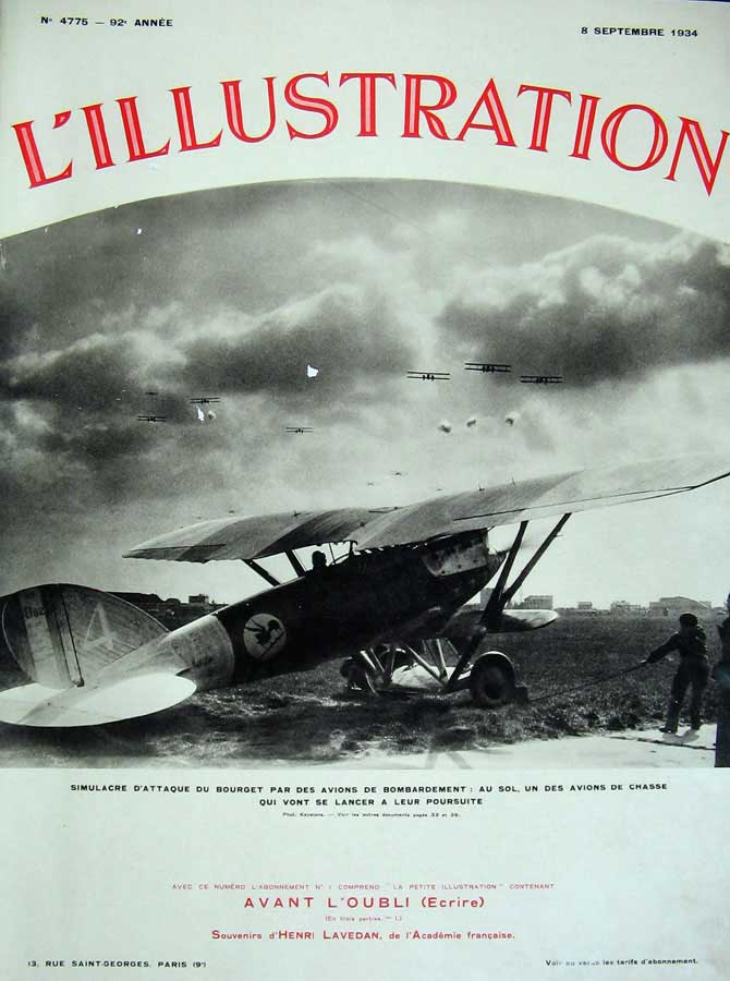 Original Old Vintage Print 1934 France War Aeroplane Bombardment Avions Photo