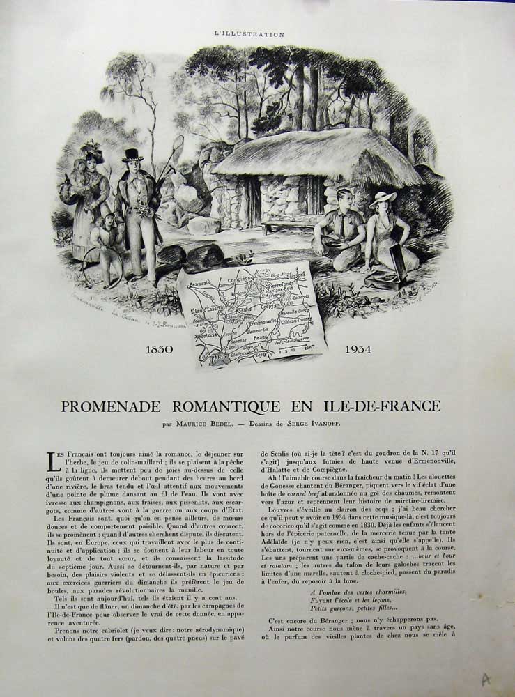 Old Vintage Print 1934 Ile-De-France Romance Paris Jeanne D'Arc Maxence 20th