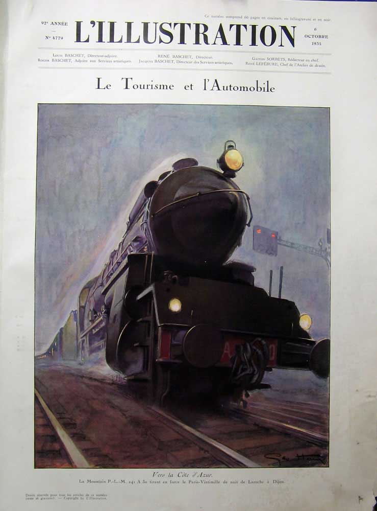 Old Vintage Print 1934 Railway Train Cote D'Azur France Transport Havre 20th