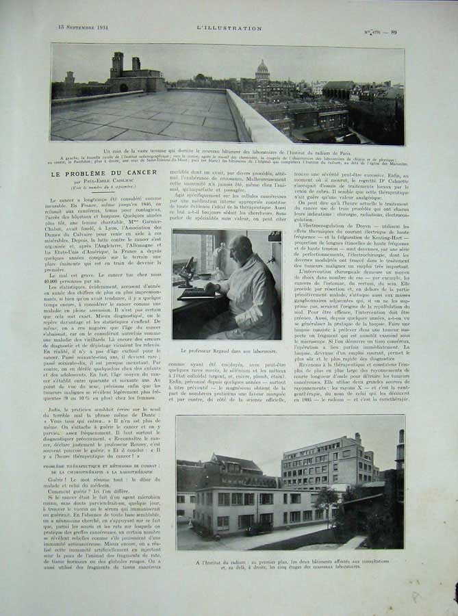 Original Old Vintage Print 1934 French Professor Laboratory Hospital Medicine