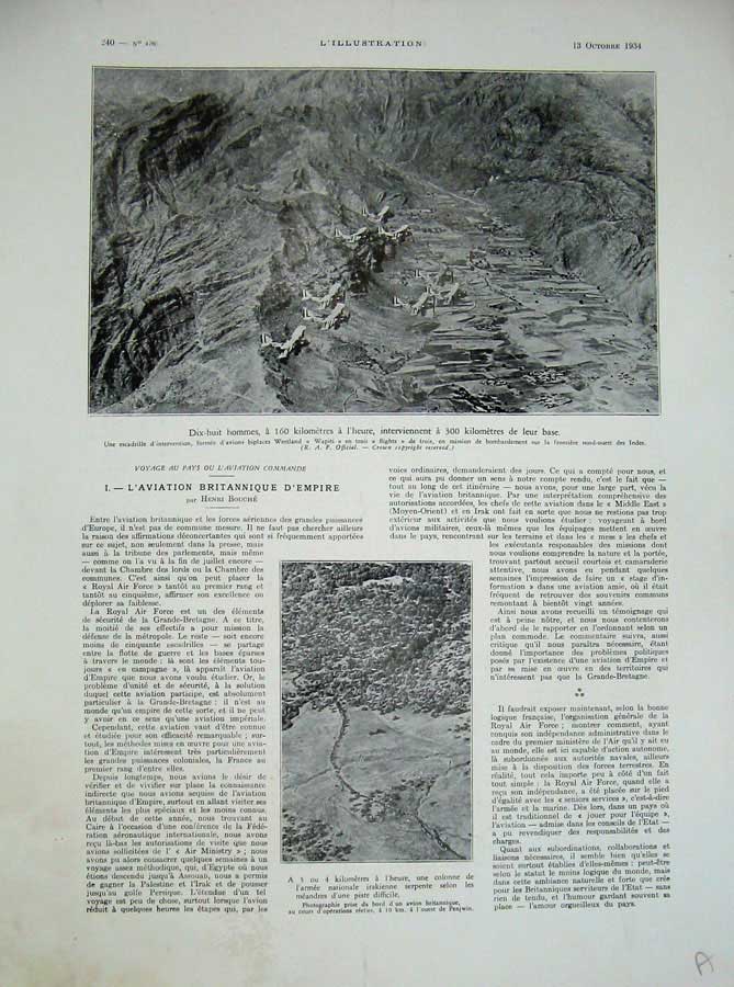 Old Vintage Print 1934 France War Aeoplanes Map Europe Siers Transport 20th