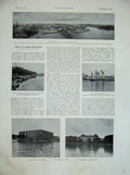 Old Vintage Print 1934 France Chateau Drottningholm Ship Stockholm Hotel 20th