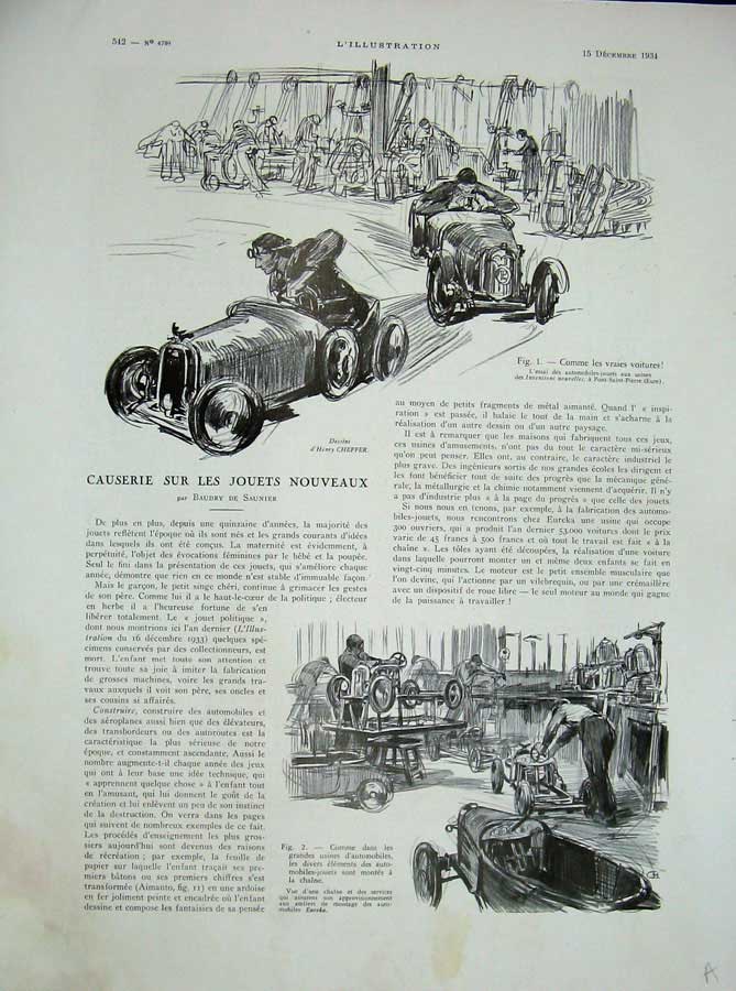Original Old Vintage Print 1934 French Transport Cars Manufacturing Machinery