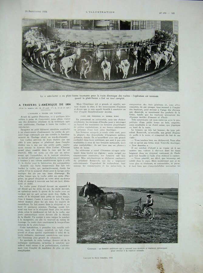 Old Vintage Print 1934 France Agriculture Farming Diagrams Motrice Andre 20th