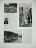 Old Vintage Print 1934 Maria Chapdelaine Waterfall Canoes French Vizille 20th