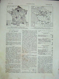 Old Vintage Print 1934 Map France St Denis Population French Newspaper 20th
