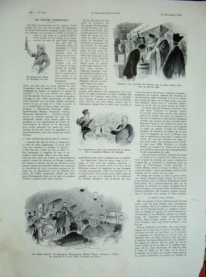 Old Vintage Print 1934 Charles Vienot Men Church L'Hotel-Dieu Hospices 20th