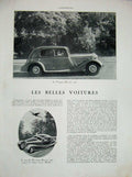 Original Old Vintage Print 1934 Motor Car Renault Dauphine Berliet Cabriolet