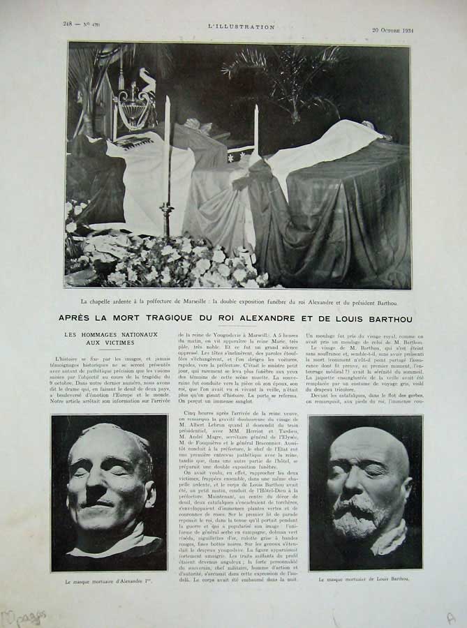 Original Old Vintage Print 1934 Mort Raymond Poincare France Barthou Funeral