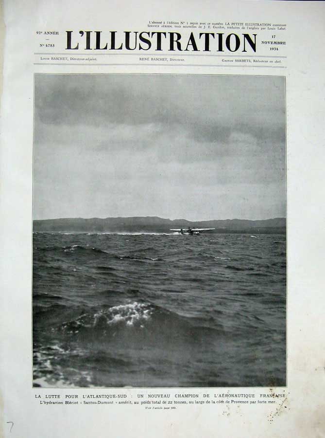 Original Old Vintage Print 1934 War Aeroplane Avions Hydravions Paris Wibault